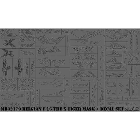 ModelMaker 1/32 MD32179 Belgian F-16 THE X TIGER decals +masks set Aircraft Mask ModelMaker 1/32 MD32179 Belgian F-16 THE X TIGER decals +masks set Aircraft Mask