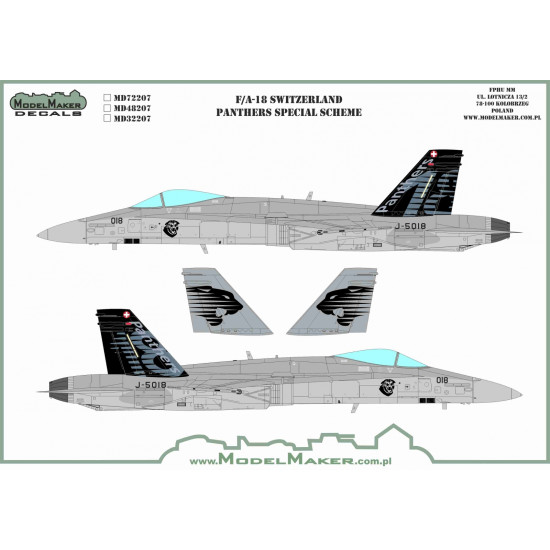ModelMaker 1/32 MD32207 F/A-18 Switzerland Panthers special scheme mask set Mask ModelMaker 1/32 MD32207 F/A-18 Switzerland Panthers special scheme mask set Mask