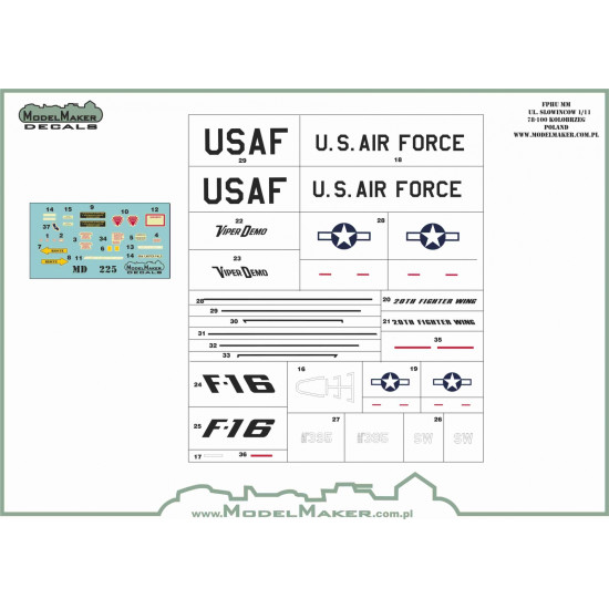ModelMaker 1/32 MD32225 USAF F-16C Viper Demo 2024 50 Years F-16 Masks set Mask