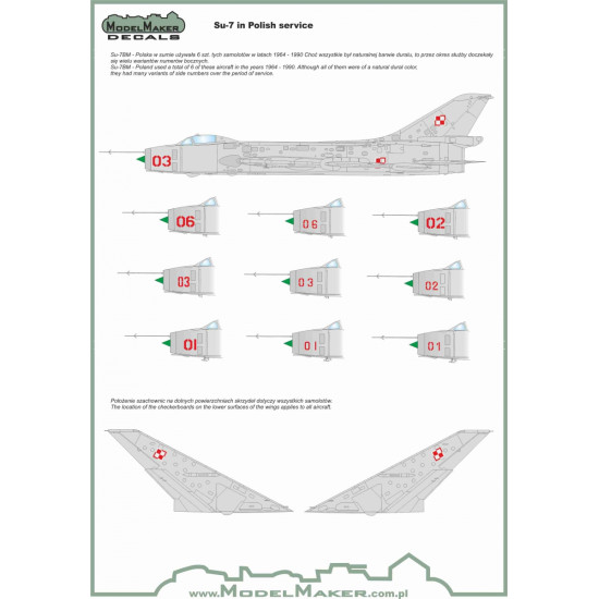 ModelMaker 1/48 D48009A Su-7 in Polish service Aircraft Decal ModelMaker 1/48 D48009A Su-7 in Polish service Aircraft Decal
