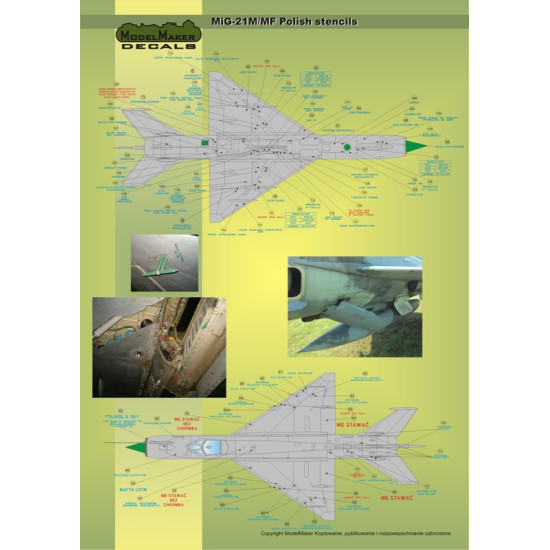 ModelMaker 1/48 D48020 MiG-21PFM/M/MF/bis/UM Polish stencils Aircraft Decal