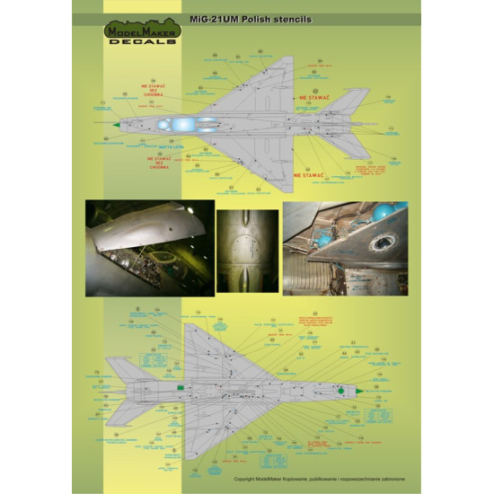 ModelMaker 1/48 D48020 MiG-21PFM/M/MF/bis/UM Polish stencils Aircraft Decal