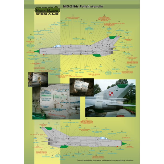 ModelMaker 1/48 D48020 MiG-21PFM/M/MF/bis/UM Polish stencils Aircraft Decal