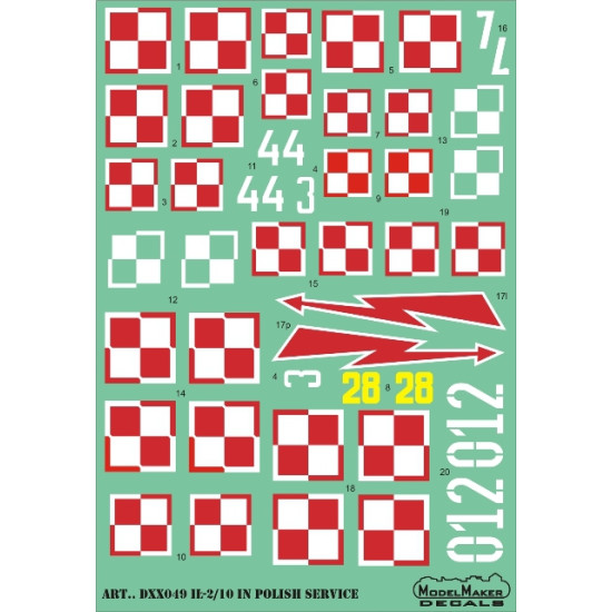ModelMaker 1/48 D48049 IL-2/10 in Polish service Aircraft Decal ModelMaker 1/48 D48049 IL-2/10 in Polish service Aircraft Decal