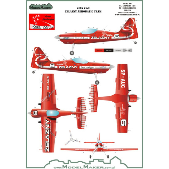 ModelMaker 1/48 D48076 Zlin Z-50 Żelazny Aerobatic Team Aircraft Decal