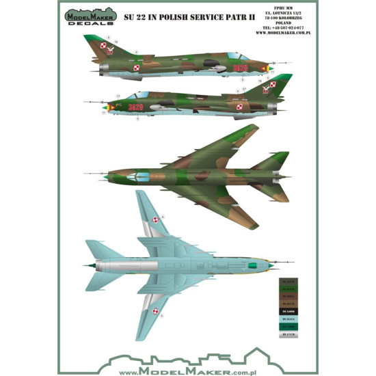 ModelMaker 1/48 D48081 Su-22 in Polish service part II 1/48 Aircraft Decal