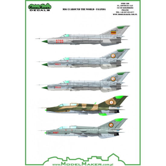 ModelMaker 1/48 D48085 MIG-21 Around The World - Uganda Aircraft Decal