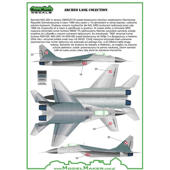 ModelMaker 1/48 D48088 Archeo Lask colection Aircraft Decal