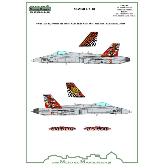 ModelMaker 1/48 D48090A SPAIN F/A-18 ALA 15 NATO Tiger Meet 2016 Kinetic Decal