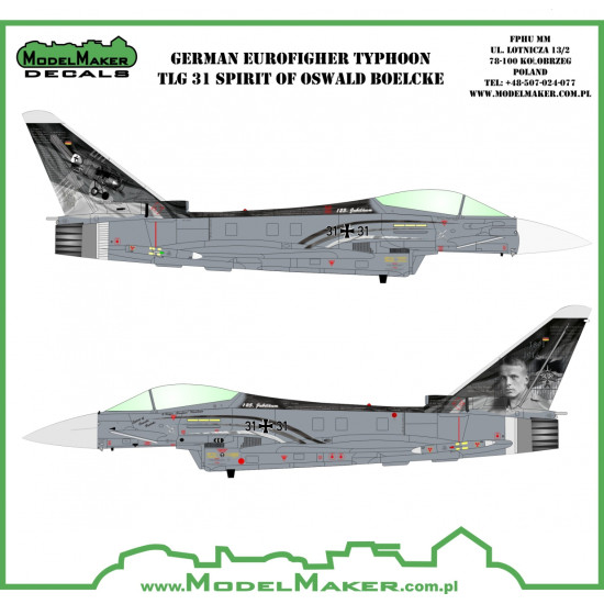 ModelMaker 1/48 D48096 German Eurofigher Typhoon TLG 31 Boelcke Aircraft Decal ModelMaker 1/48 D48096 German Eurofigher Typhoon TLG 31 Boelcke Aircraft Decal
