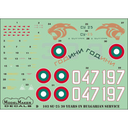 ModelMaker 1/48 D48103 Su-25 30 Years in Bulgarian service Aircraft Decal