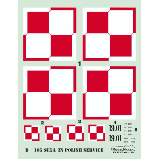 ModelMaker 1/48 D48105 SE-5a in Polish service Aircraft Decal