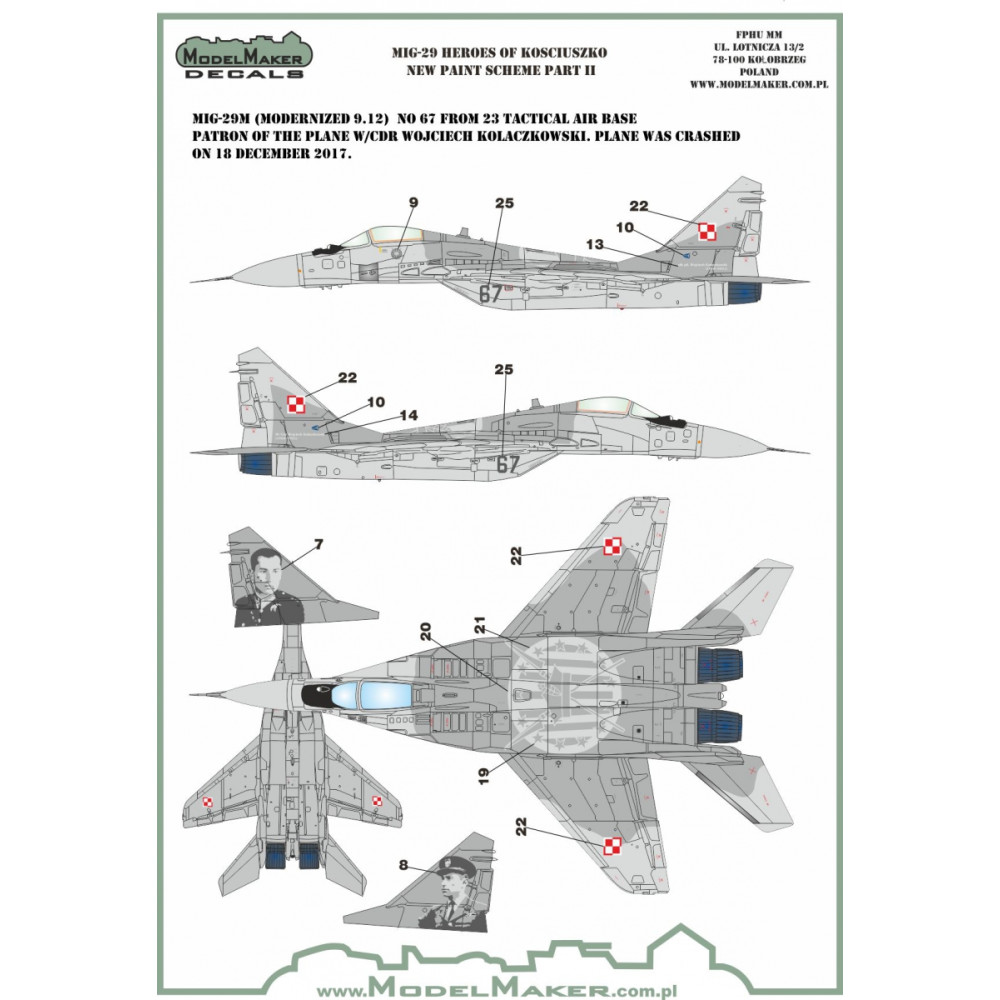 ModelMaker 1/48 D48106 MiG-29 Heroes of Kosciuszko scheme part 2 ...