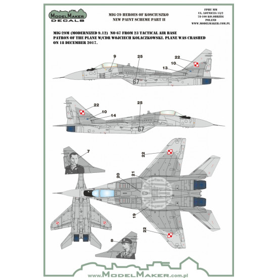 ModelMaker 1/48 D48106 MiG-29 Heroes of Kosciuszko scheme part 2 Aircraft Decal ModelMaker 1/48 D48106 MiG-29 Heroes of Kosciuszko scheme part 2 Aircraft Decal