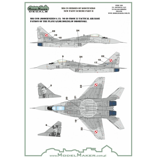 ModelMaker 1/48 D48106 MiG-29 Heroes of Kosciuszko scheme part 2 Aircraft Decal ModelMaker 1/48 D48106 MiG-29 Heroes of Kosciuszko scheme part 2 Aircraft Decal