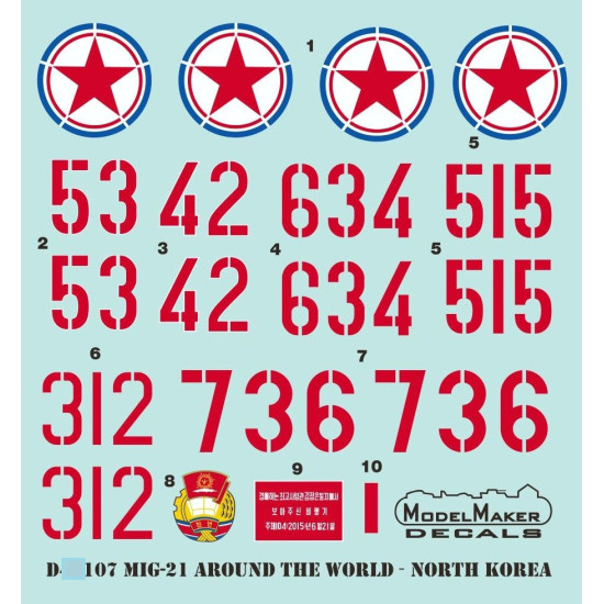 ModelMaker 1/48 D48107 MiG-21 Around The World Aircraft Decal ModelMaker 1/48 D48107 MiG-21 Around The World Aircraft Decal