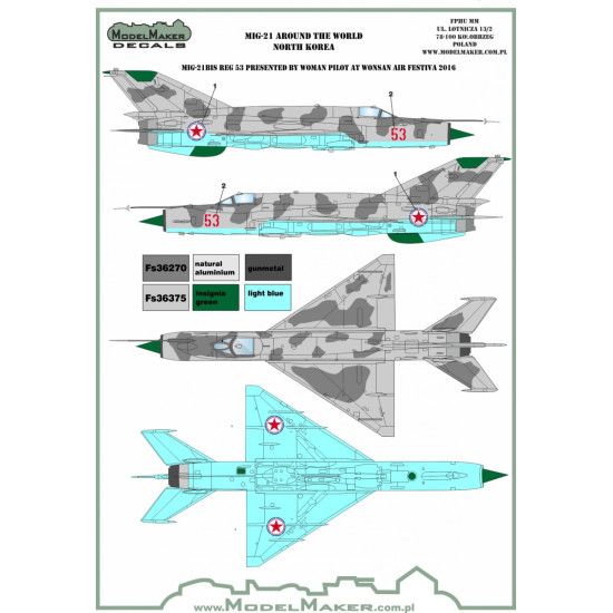 ModelMaker 1/48 D48107 MiG-21 Around The World Aircraft Decal ModelMaker 1/48 D48107 MiG-21 Around The World Aircraft Decal