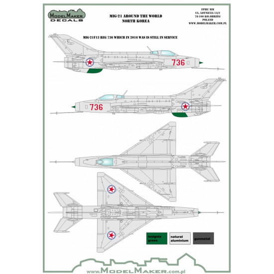 ModelMaker 1/48 D48107 MiG-21 Around The World Aircraft Decal ModelMaker 1/48 D48107 MiG-21 Around The World Aircraft Decal