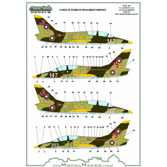 ModelMaker 1/48 D48109 L-39ZA 30 Years in Bulgarian service Aircraft Decal
