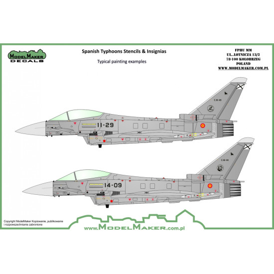 ModelMaker 1/48 D48112 SpanishTyphoons - stencils and insignias Aircraft Decal