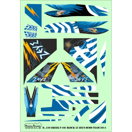 ModelMaker 1/48 D48120 Greek F-16C block 52 ZEUS decal+resin CFT +paraschute