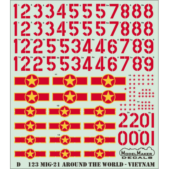 ModelMaker 1/48 D48123 MiG-21 Around The World - Vietnam Aircraft Decal