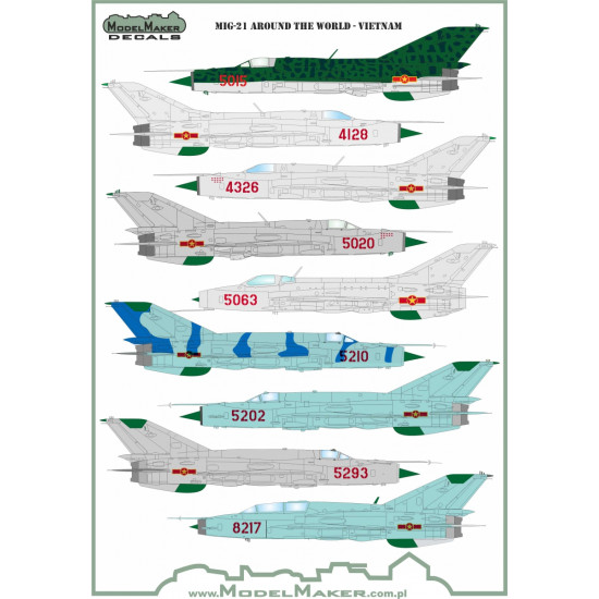ModelMaker 1/48 D48123 MiG-21 Around The World - Vietnam Aircraft Decal