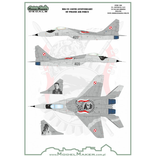 ModelMaker 1/48 D48124 MiG-29 100th Anniversary Polish Air Force Aircraft Decal