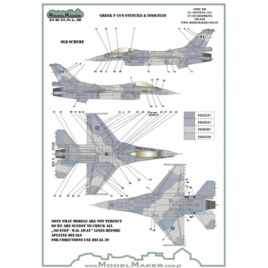 ModelMaker 1/48 D48125 Greek F-16’s stencils and insignias Aircraft Decal ModelMaker 1/48 D48125 Greek F-16’s stencils and insignias Aircraft Decal