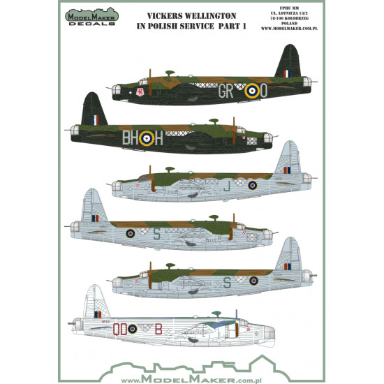 ModelMaker 1/48 D48131 Vickers Wellington Polish service part I Aircraft Decal