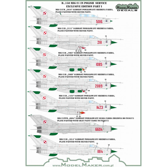 ModelMaker 1/48 D48151 MiG-21 in Polish service exclusive edition part II Decal