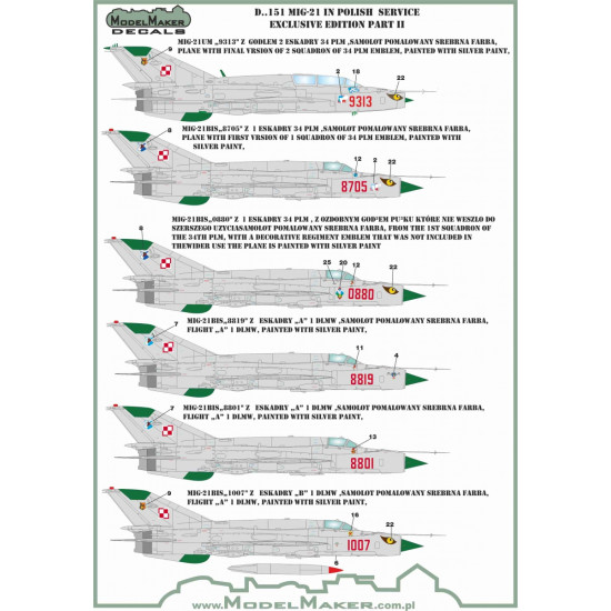 ModelMaker 1/48 D48151 MiG-21 in Polish service exclusive edition part II Decal