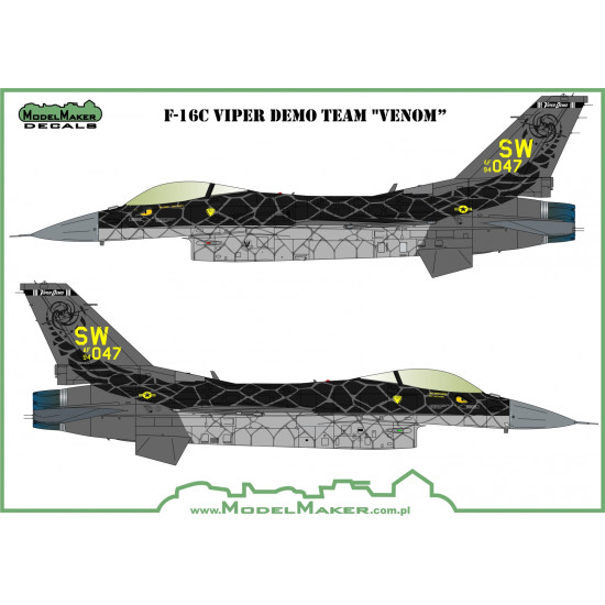 ModelMaker 1/48 D48157 F-16C Viper Demo Team "Venom” Aircraft Decal ModelMaker 1/48 D48157 F-16C Viper Demo Team "Venom” Aircraft Decal