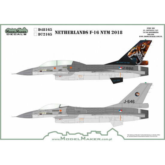 ModelMaker 1/48 D48165 Netherlands F-16 NTM 2018 Aircraft Decal ModelMaker 1/48 D48165 Netherlands F-16 NTM 2018 Aircraft Decal