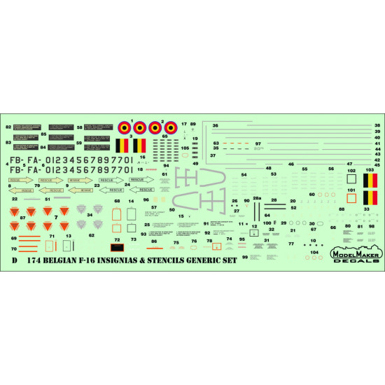 ModelMaker 1/48 D48174 Belgian f-16 insignia +stencils set Aircraft Decal ModelMaker 1/48 D48174 Belgian f-16 insignia +stencils set Aircraft Decal