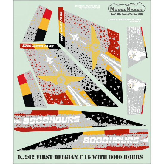 ModelMaker 1/48 D48202 First Belgian F-16 with 8000 hours Aircraft Decal ModelMaker 1/48 D48202 First Belgian F-16 with 8000 hours Aircraft Decal