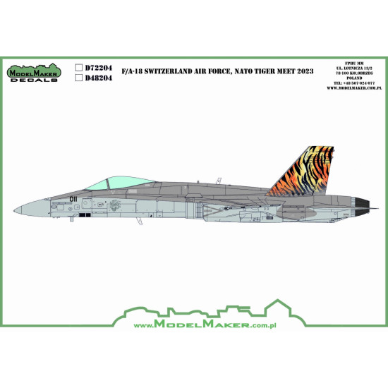 ModelMaker 1/48 D48204 F/A-18C Switzerland AF NATO Tiger Meet 2023 Decal