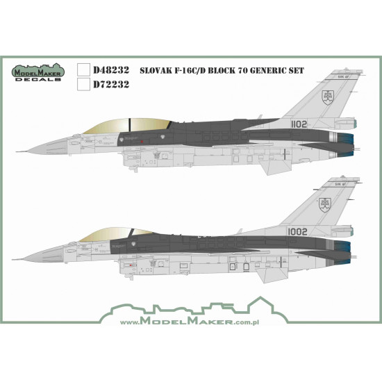 ModelMaker 1/48 D48232 Slovak F-16C/D generic set Aircraft Decal