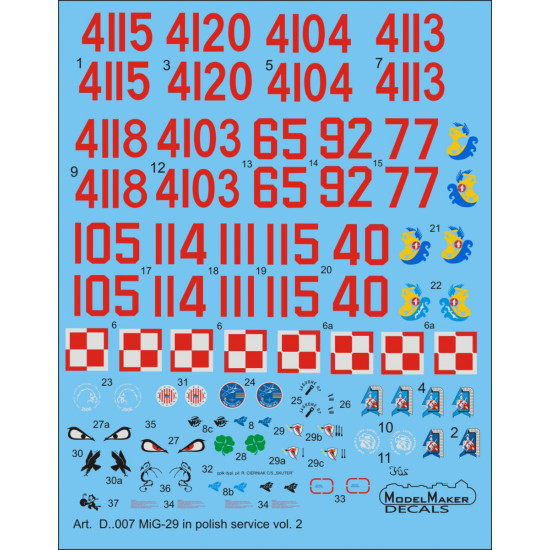 ModelMaker 1/72 D72007 MiG-29 in Polish service vol.2 Aircraft Decal ModelMaker 1/72 D72007 MiG-29 in Polish service vol.2 Aircraft Decal