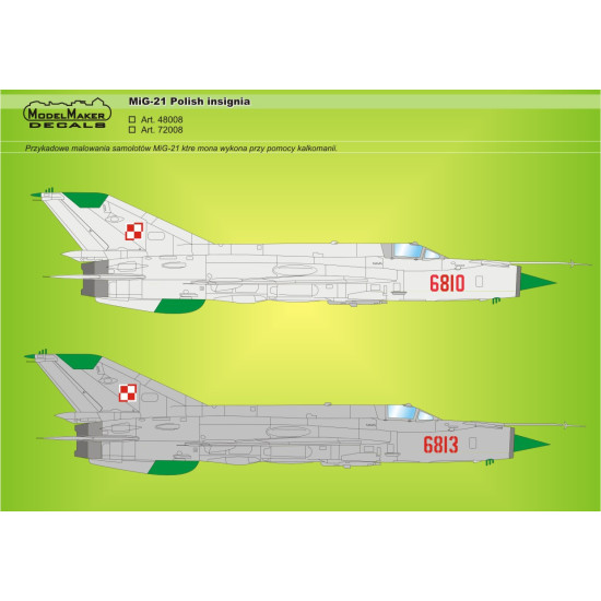 ModelMaker 1/72 D72008 MiG-21 Polish insignia Aircraft Decal