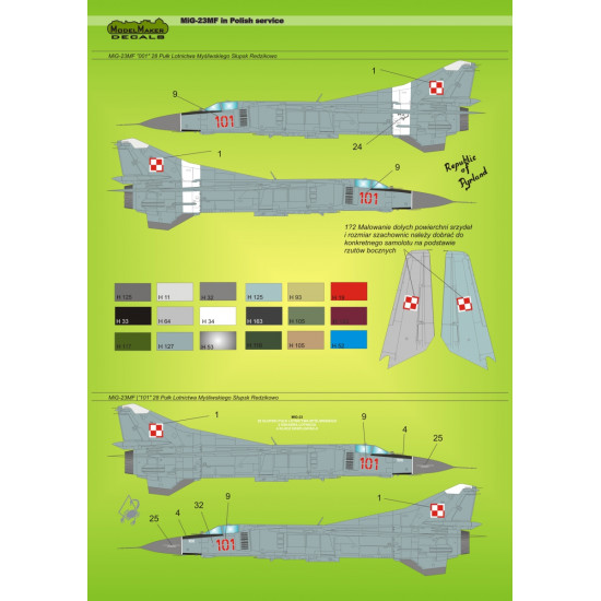 ModelMaker 1/72 D72013 MiG-23MF in Polish service Aircraft Decal ModelMaker 1/72 D72013 MiG-23MF in Polish service Aircraft Decal