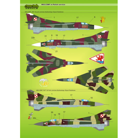 ModelMaker 1/72 D72013 MiG-23MF in Polish service Aircraft Decal ModelMaker 1/72 D72013 MiG-23MF in Polish service Aircraft Decal
