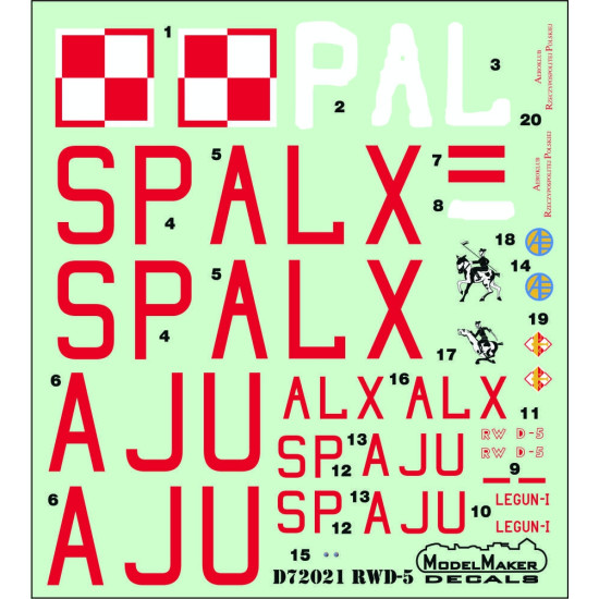 ModelMaker 1/72 D72021A RWD-5 Aircraft Decal