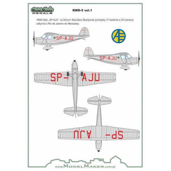 ModelMaker 1/72 D72021A RWD-5 Aircraft Decal