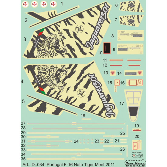 ModelMaker 1/72 D72034 Portuguese F-16 NTM 2011 Aircraft Decal ModelMaker 1/72 D72034 Portuguese F-16 NTM 2011 Aircraft Decal