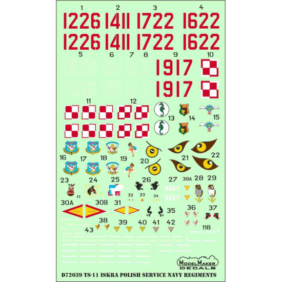 ModelMaker 1/72 D72039 TS-11 Iskra vol.3 NAVY Regiments Aircraft Decal ModelMaker 1/72 D72039 TS-11 Iskra vol.3 NAVY Regiments Aircraft Decal