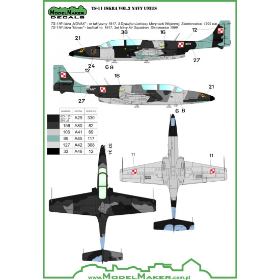 ModelMaker 1/72 D72039 TS-11 Iskra vol.3 NAVY Regiments Aircraft Decal ModelMaker 1/72 D72039 TS-11 Iskra vol.3 NAVY Regiments Aircraft Decal