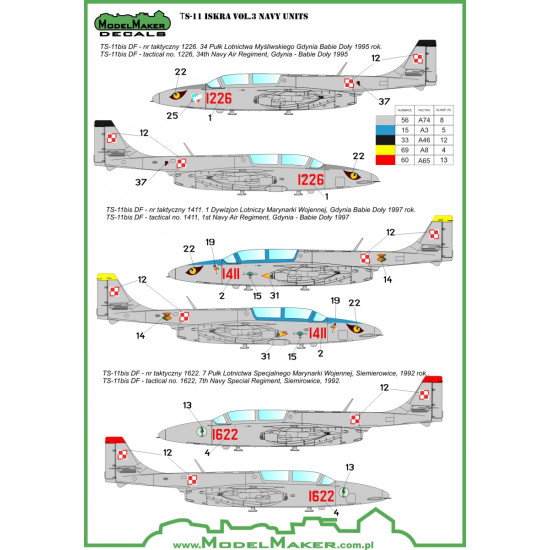 ModelMaker 1/72 D72039 TS-11 Iskra vol.3 NAVY Regiments Aircraft Decal ModelMaker 1/72 D72039 TS-11 Iskra vol.3 NAVY Regiments Aircraft Decal