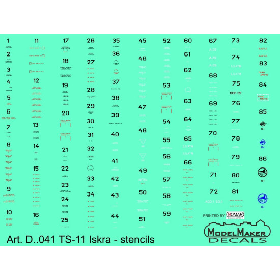 ModelMaker 1/72 D72041 TS-11 Iskra - stencils Aircraft Decal ModelMaker 1/72 D72041 TS-11 Iskra - stencils Aircraft Decal