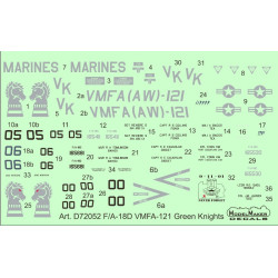 ModelMaker 1/72 D72052 F/A-18D VMFA-121 Green Knights Aircraft Decal